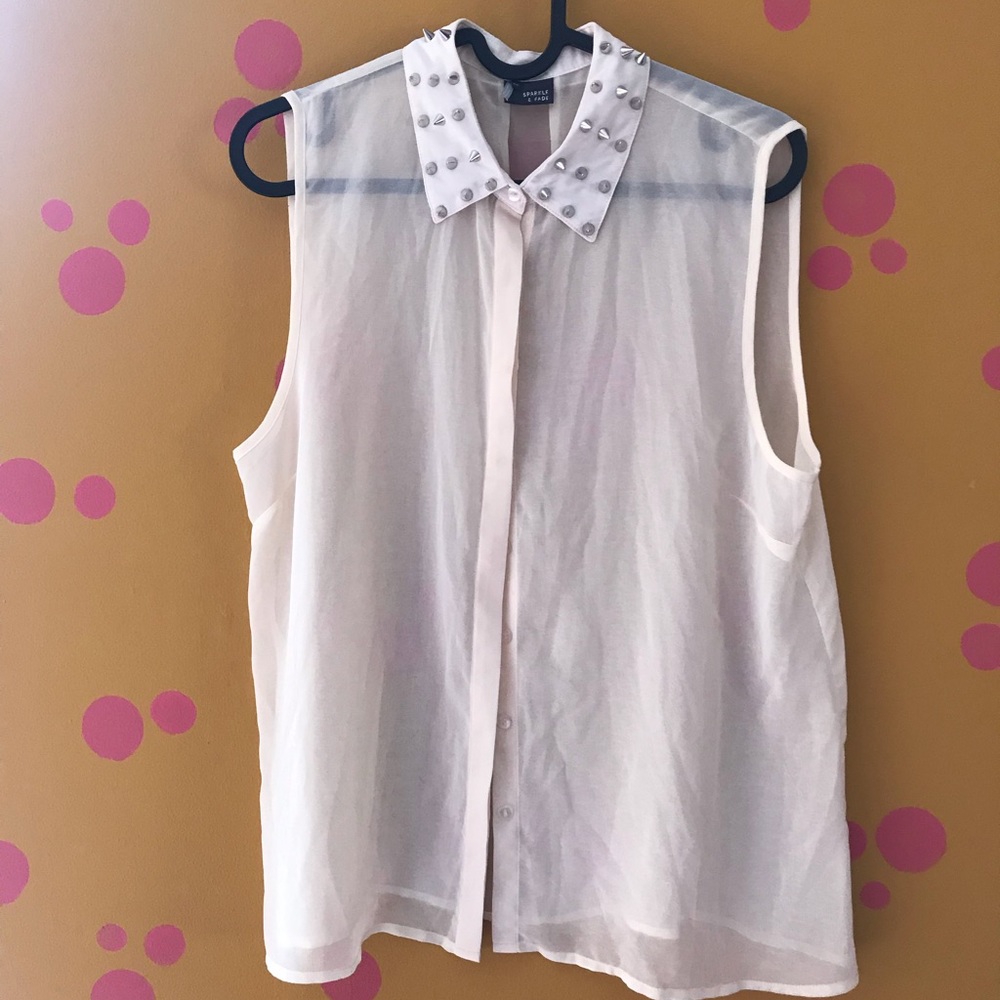 Edgy Sheer studded collar blouse